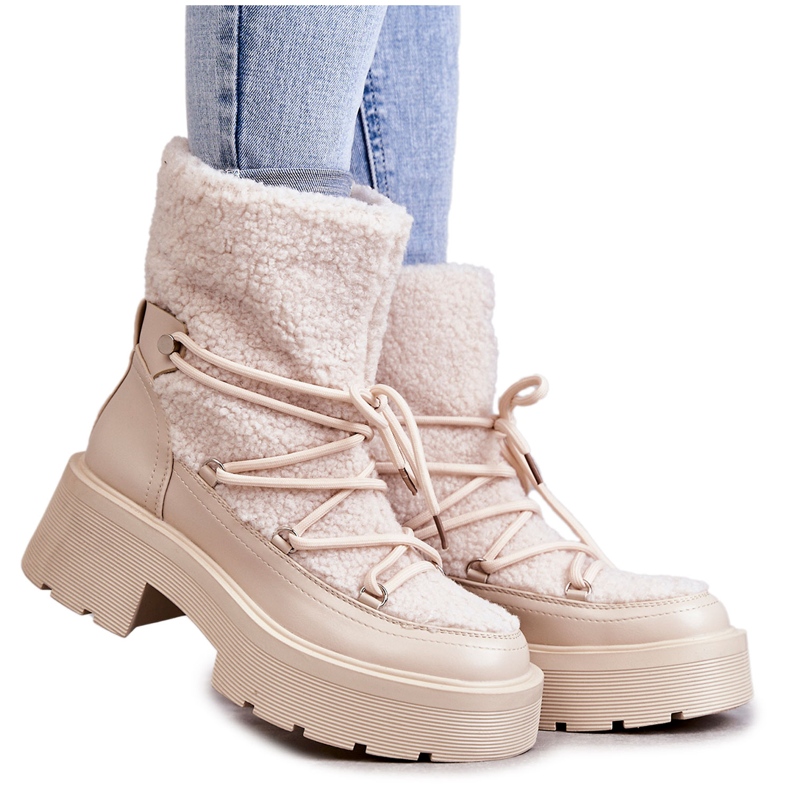 FS1 Doposci Da Donna Con Pelle Di Pecora Beige Sanna marrone