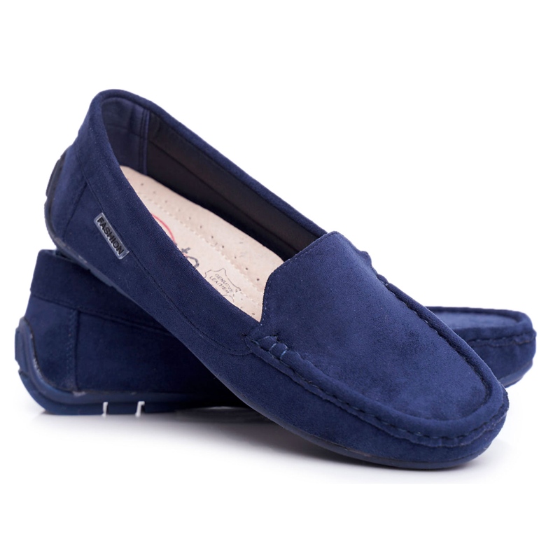 Evento Mocassini da donna in camoscio blu navy