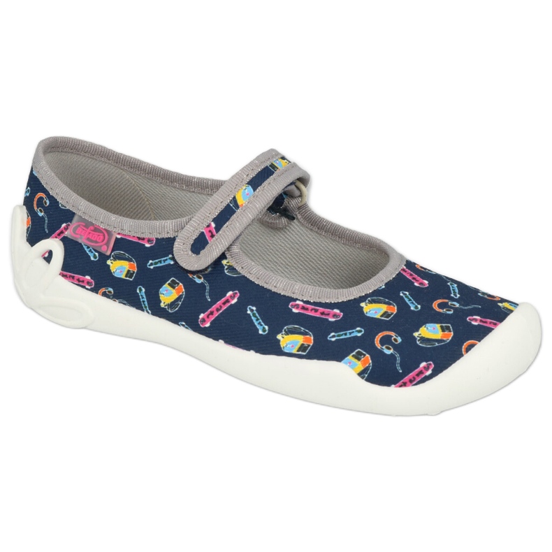 Ciabatte per bambini Befado 114Y502, blu navy con applicazioni colorate