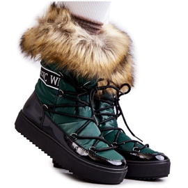 FM1 Stivali da neve stringati da donna verde Santero