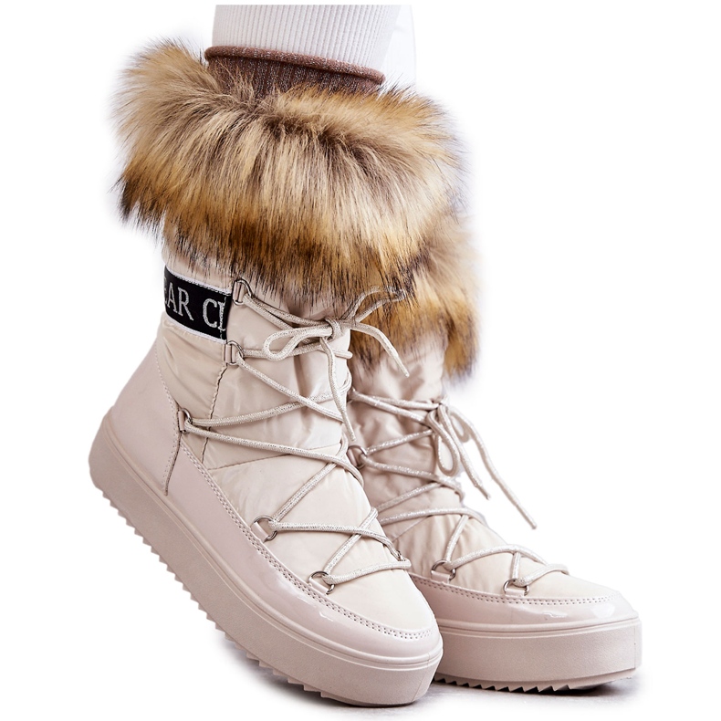 FM1 Stivali da neve stringati da donna Beige Santero