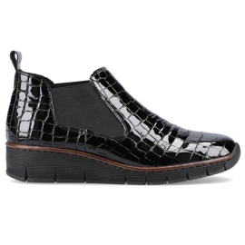 Stivali in pelle di serpente nera in vernice Rieker 53794-01 nero