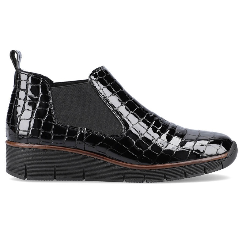 Stivali in pelle di serpente nera in vernice Rieker 53794-01 nero