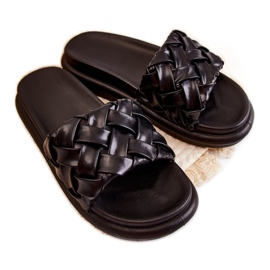 Ciabatte da donna in pelle intrecciata nere Ravella nero