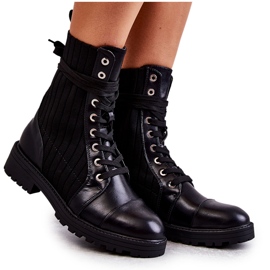 PG1 Stivali Da Donna Con Un Calzino Annodato Livaro Nero