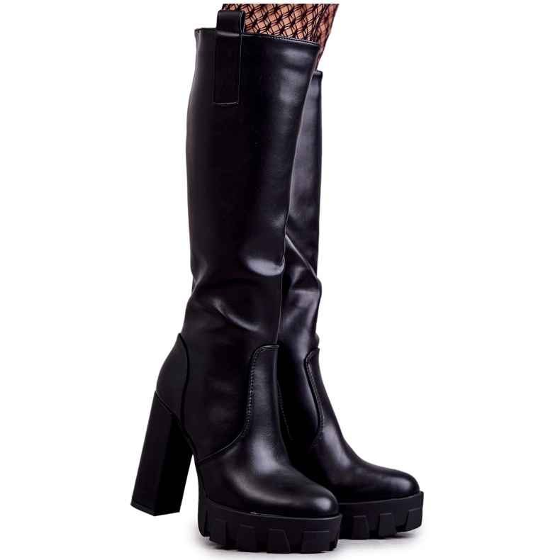 WS1 Stivali alla moda in ecopelle sulla piattaforma Isabell nera nero