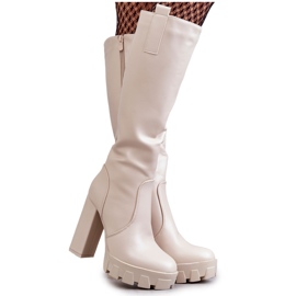 WS1 Stivali alla moda in ecopelle su piattaforma Isabell beige