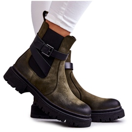 FE1 Stivali caldi da donna Stivali Jodhpur con cintura verde Jose