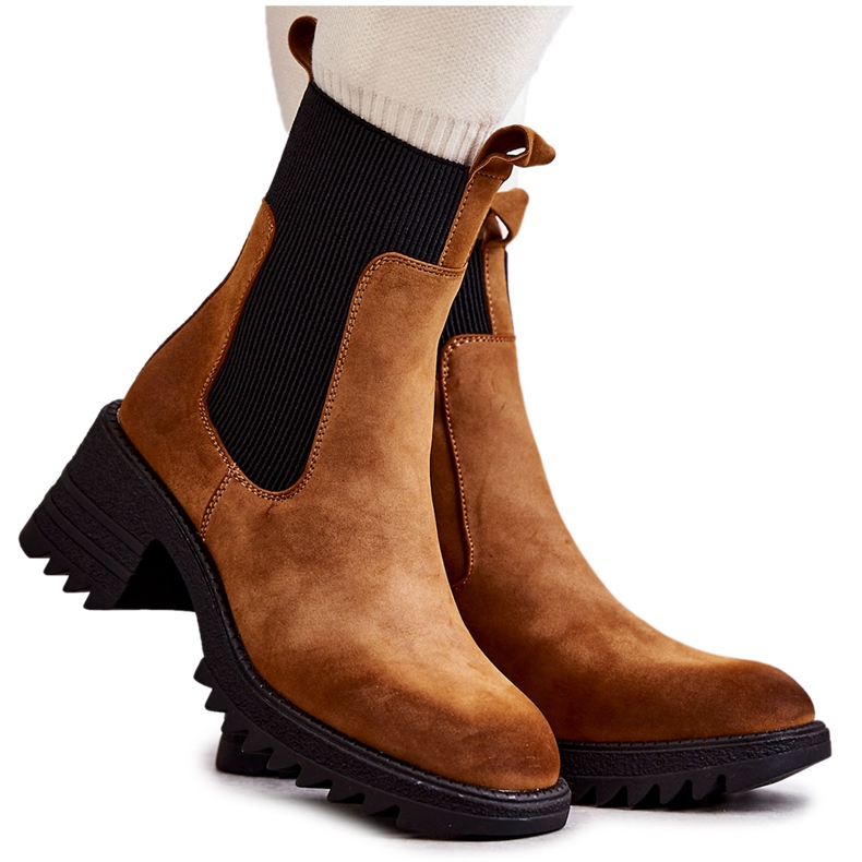 FE1 Stivali caldi da donna su tacco alto Camel Abella marrone