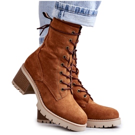 Stivali caldi da donna su tacco alto Camel Julieta marrone