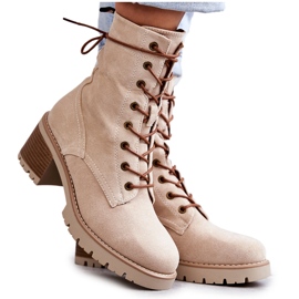 FE1 Stivali caldi da donna su tacchi alti Beige Julieta