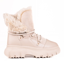 Doposci da donna beige con pelliccia Shelovet