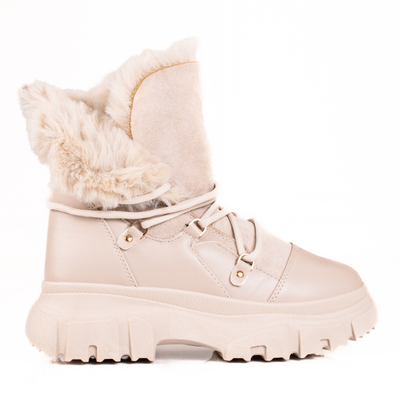 Doposci da donna beige con pelliccia Shelovet