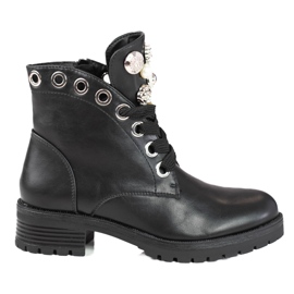 Stivali stringati da donna con decorazioni Shelovet nero
