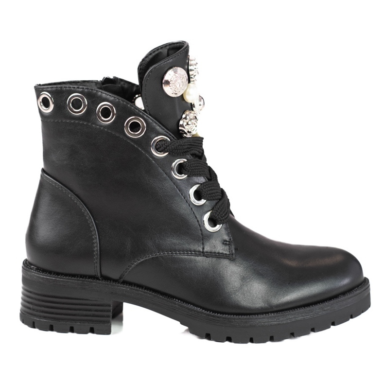 Stivali stringati da donna con decorazioni Shelovet nero