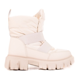 Stivali da neve Shelovet da donna su una spessa piattaforma beige marrone