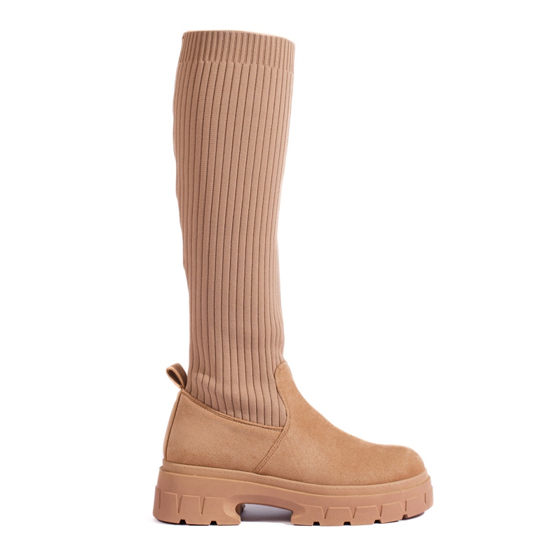 Stivali beige da donna con tomaia flessibile