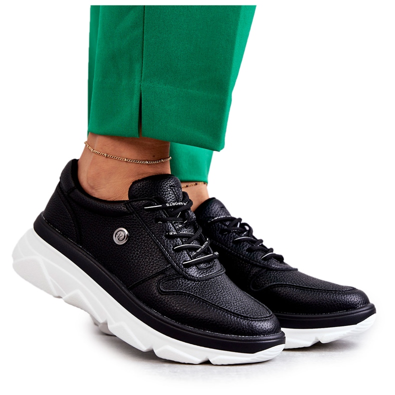 Vinceza Scarpe sportive da donna in pelle nera Camrose nero