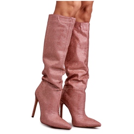 Stivali Alla Moda Sul Tacco Alto Con Cubic Zirconia Pink Lovisa rosa