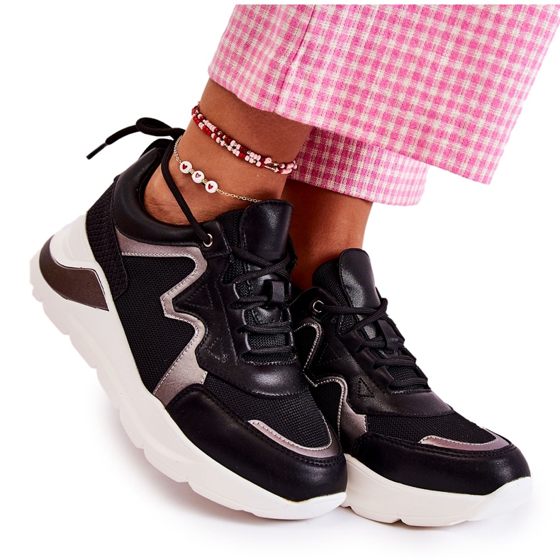 Sneaker sportivi neri alla moda femminile nero