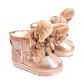 Stivali Da Neve Per Bambini Con Pelliccia Con Orecchie Coniglietto Oro Rosa d'oro