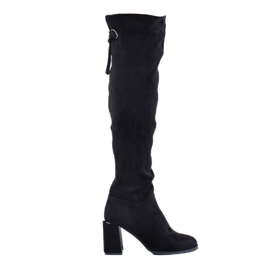 Eleganti stivali alti da donna Shelovet realizzati in suede ecologico di colore nero