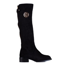 Stivali neri da donna con cerniera Shelovet decorativa nero
