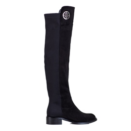Stivaletti Shelovet da donna con tacco piatto nero