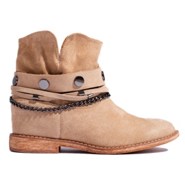 Stivali da cowboy da donna in camoscio con zeppa Shelovet beige