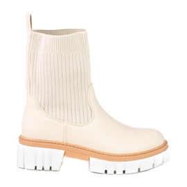 Stivali da donna Shelovet beige con tomaia flessibile