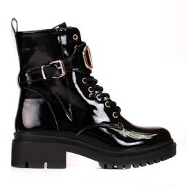 Borse allacciate Shelovet laccate con fibbia decorativa nero