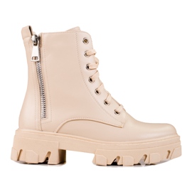 Stivali da donna Shelovet con cerniera decorativa, beige