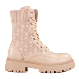Abbigliamento da lavoro stringato beige da donna con tomaia flessibile Shelovet