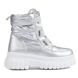 Doposci da donna con velcro argento d'argento