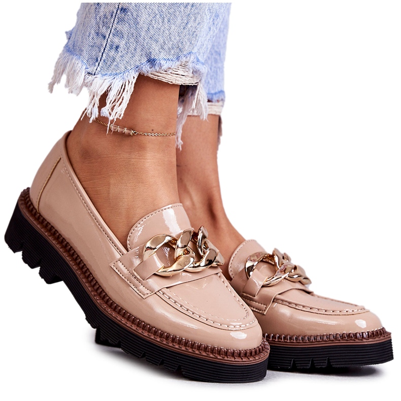 Vinceza Mocassini Laccati Su Piattaforma Beige Reidun marrone