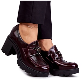 PL5 Scarpe eleganti su colonna con decoro argento, Harmell bordeaux rosso