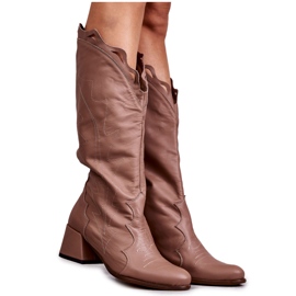 PA2 Stivali al ginocchio in pelle Andreia beige scuro marrone