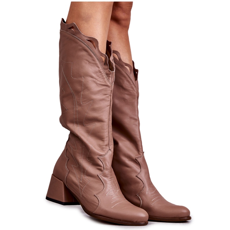PA2 Stivali al ginocchio in pelle Andreia beige scuro marrone