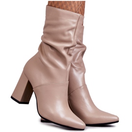 Stivali In Pelle Con Tacco Alto Laura Messi 2560 Beige marrone