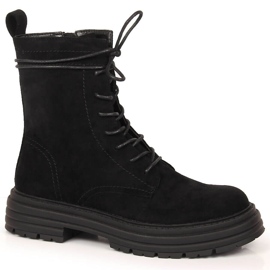 D&A Nero OLI175B stivali trapper in camoscio nero