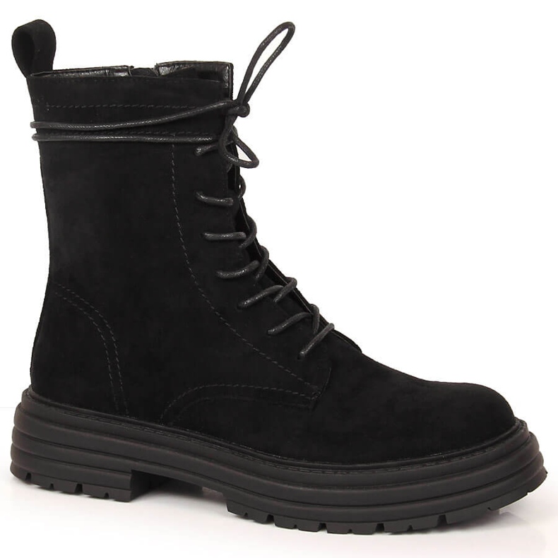 D&A Nero OLI175B stivali trapper in camoscio nero