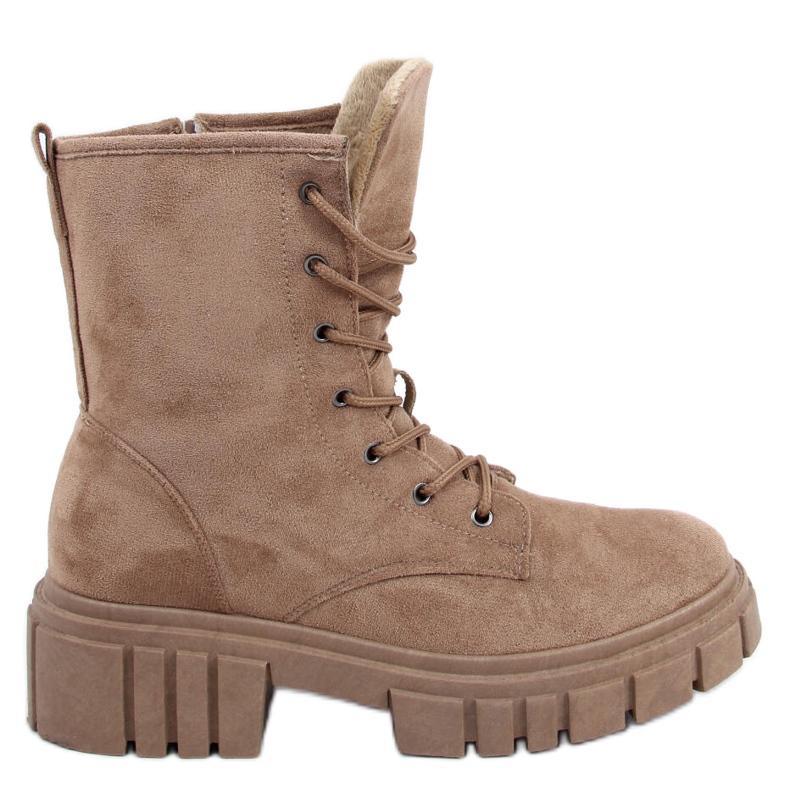Stivali stringati Kelis Khaki beige marrone