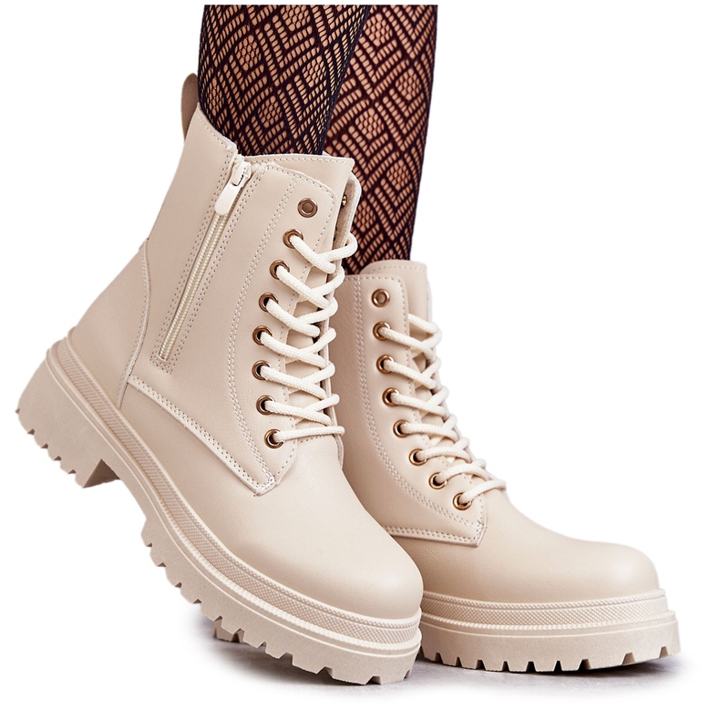 Stivali da donna in pelle calda Dorchen beige chiaro