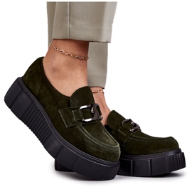 Scarpe alla moda in pelle scamosciata sulla piattaforma Khaki Marsol verde