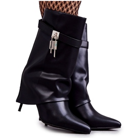 PG2 Stivali in pelle slip-on su un tacco alto Steffi nero