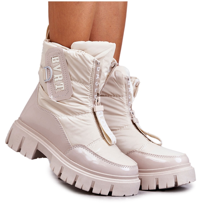PM1 Stivali da neve caldi beige da donna con cerniera Marit