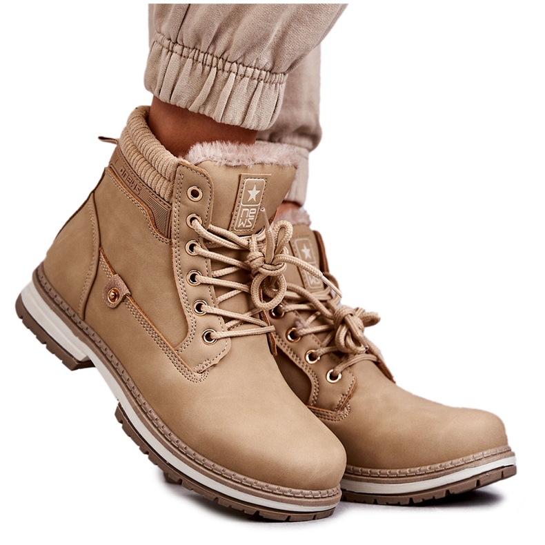 PE1 Stivali Caldi Da Donna Trappers Beige Scuro Liv