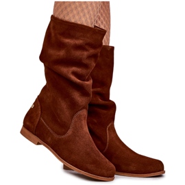 Stivali in camoscio da donna Maciejka 05057-29 Rosso marrone