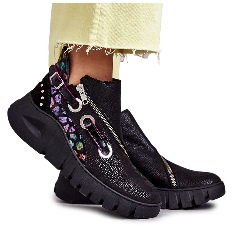 Stivali Maciejka in pelle con macchie 05660-20 neri nero multicolore