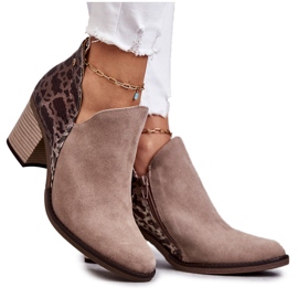 Stivali da donna in pelle su tacco alto Maciejka Beige 04492-43 marrone